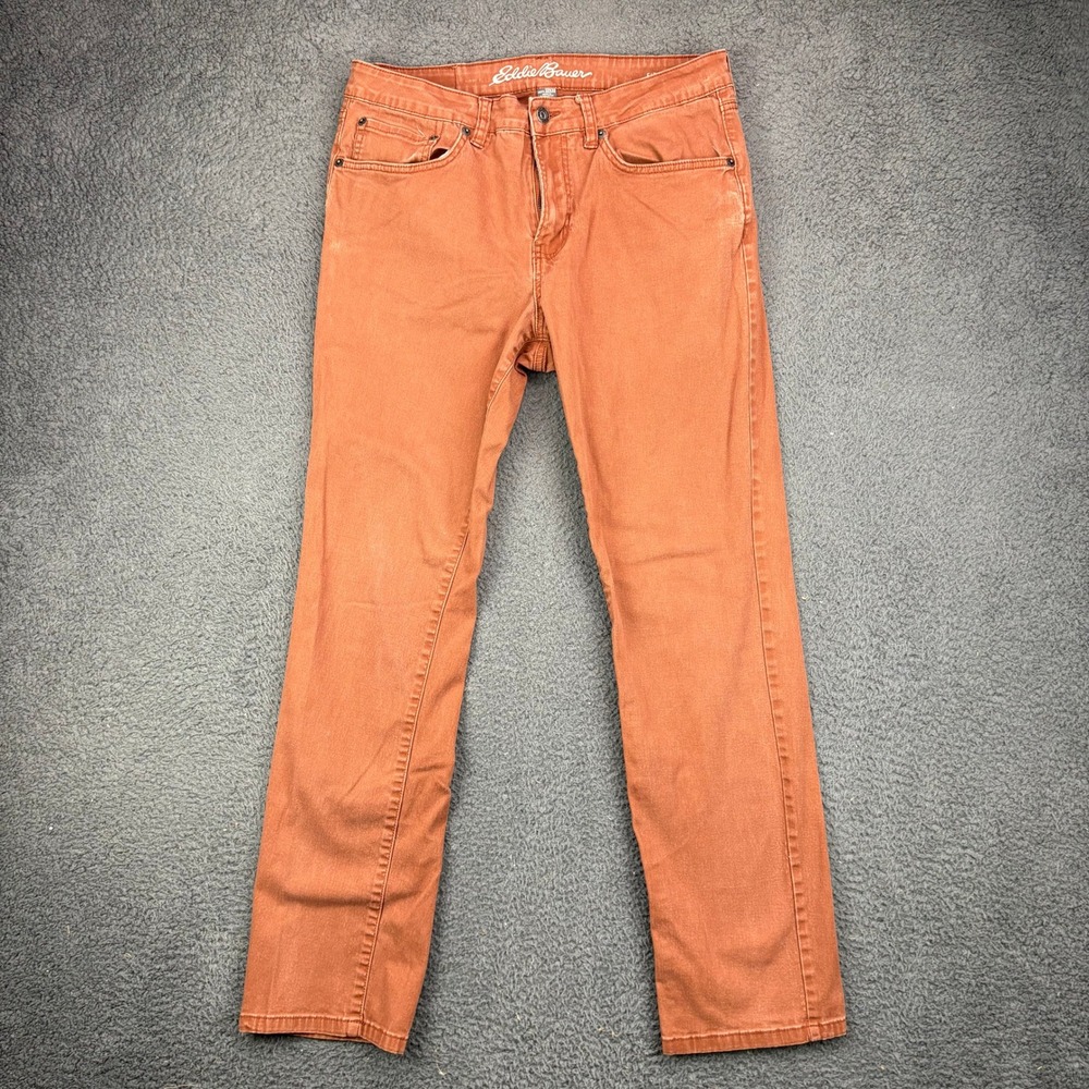 Eddie Bauer Mens Regular Fit Straight Leg Pants 32x32‎ Rust Orange Burnt Orange